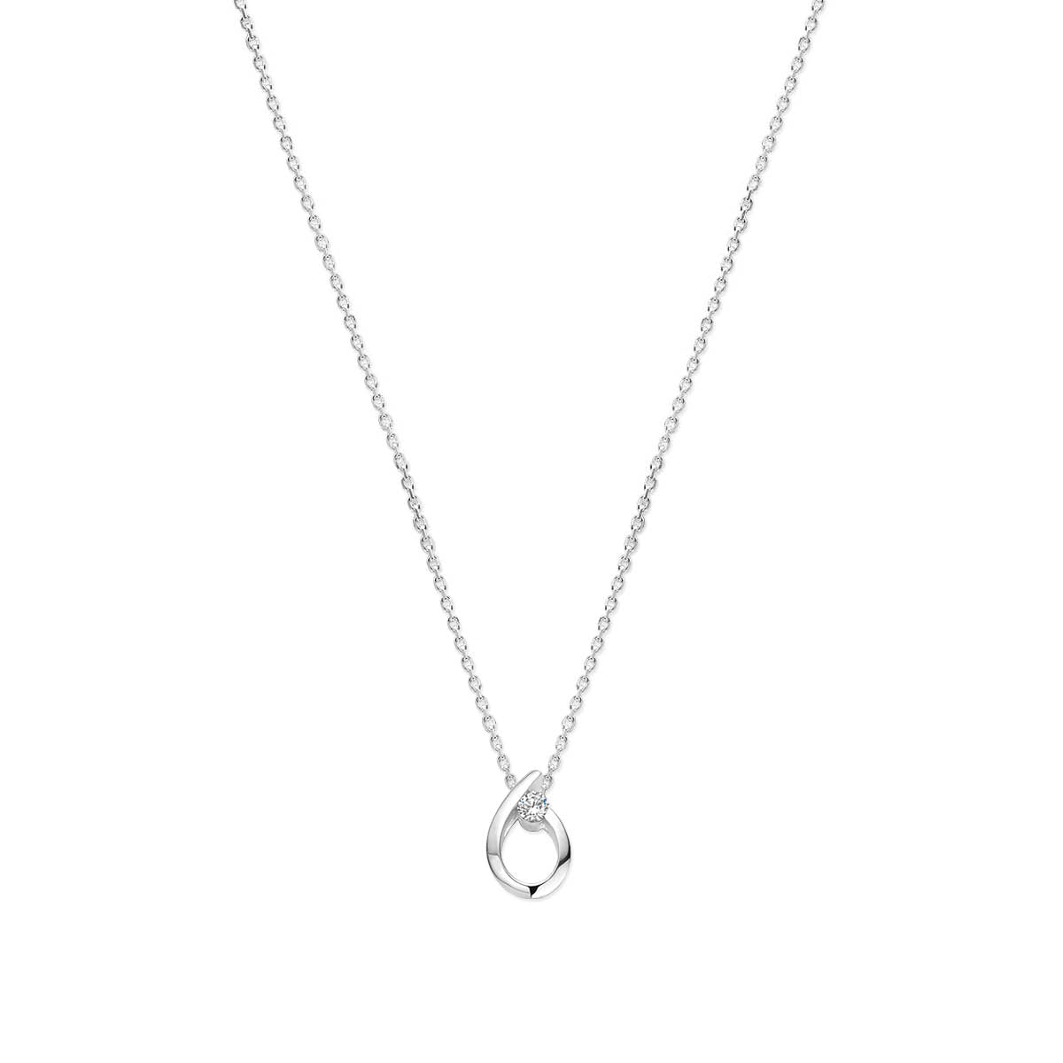 vDam Ketting Druppel Zirkonia 41 + 4 Cm Zilver Gerhodineerd 1340224