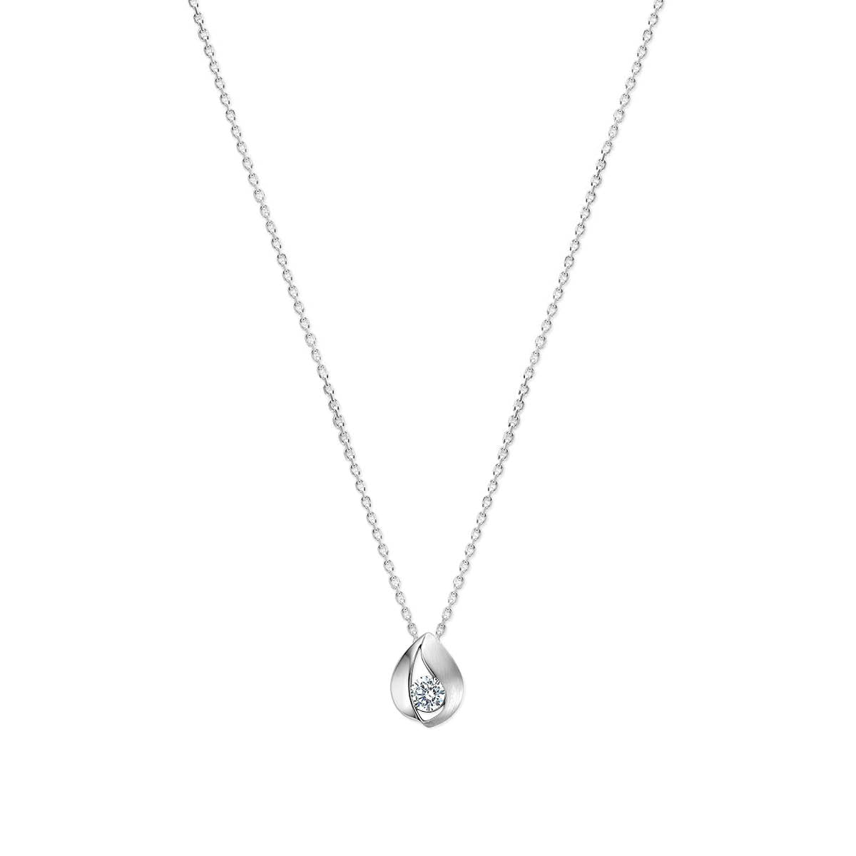 vDam Ketting Druppel Zirkonia Poli/mat 41 + 4 Cm Zilver Gerhodineerd 1340233