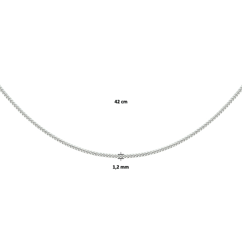 vDam Ketting Gourmette 4-zijdes Geslepen 1,2 Mm Zilver Gerhodineerd 1326292  42cm