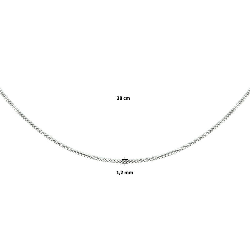 vDam Ketting Gourmette 4-zijdes Geslepen 1,2 Mm Zilver Gerhodineerd 1326293  45cm