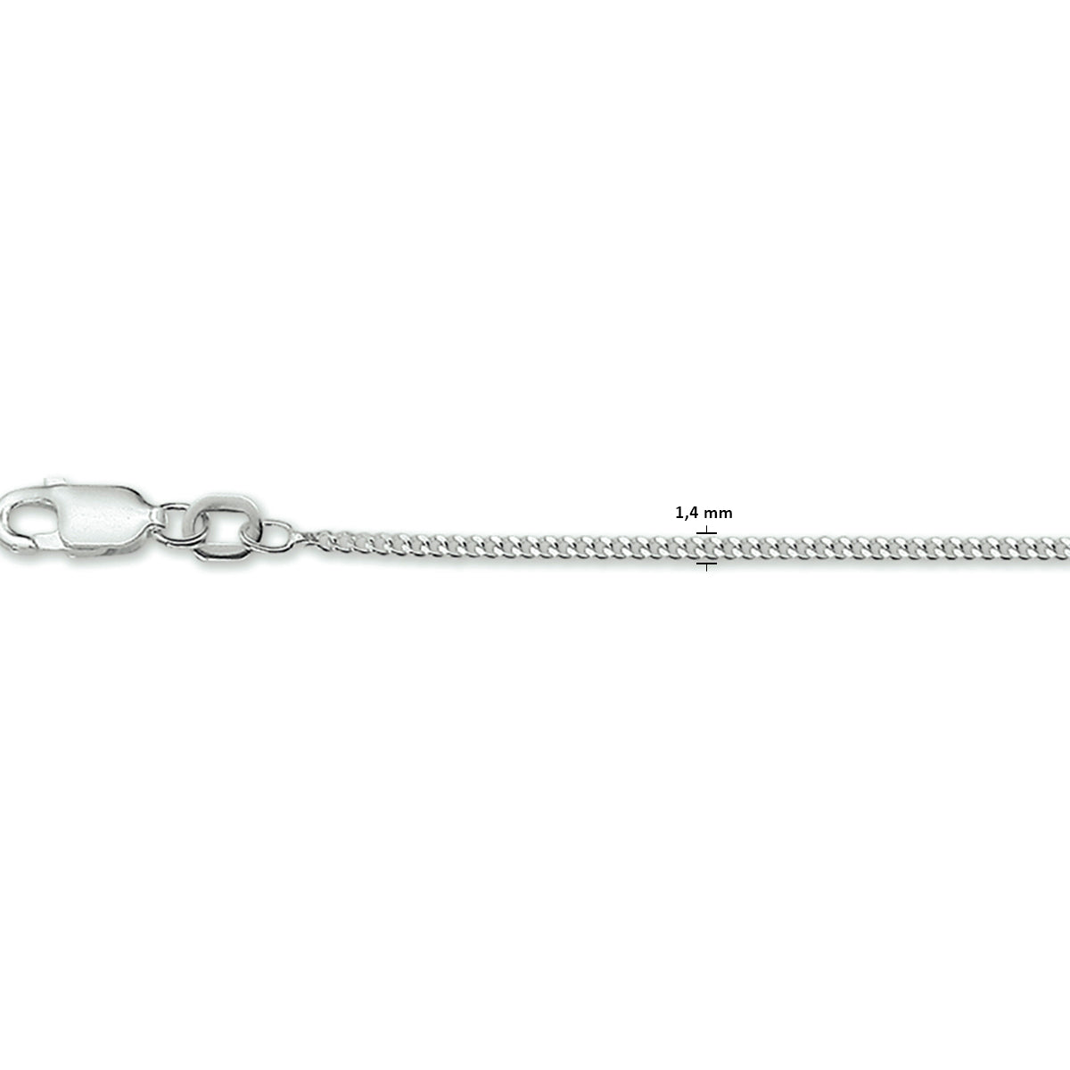 vDam Ketting Gourmette 4-zijdes Geslepen 1,4 Mm Zilver Gerhodineerd 1340346  55cm