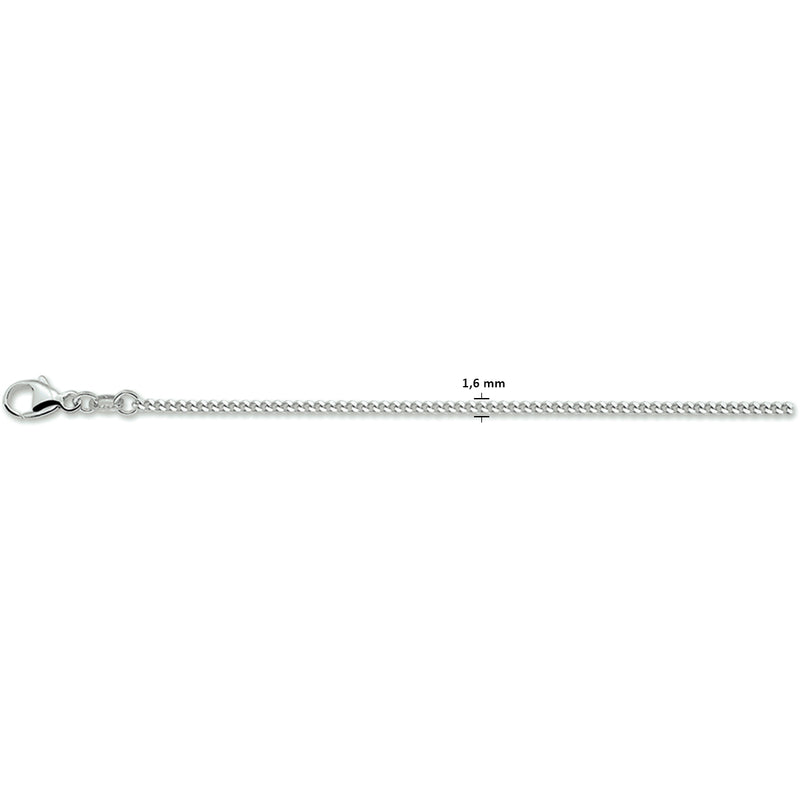 vDam Ketting Gourmette 4-zijdes Geslepen 1,6 Mm Zilver Gerhodineerd 1326717  38cm