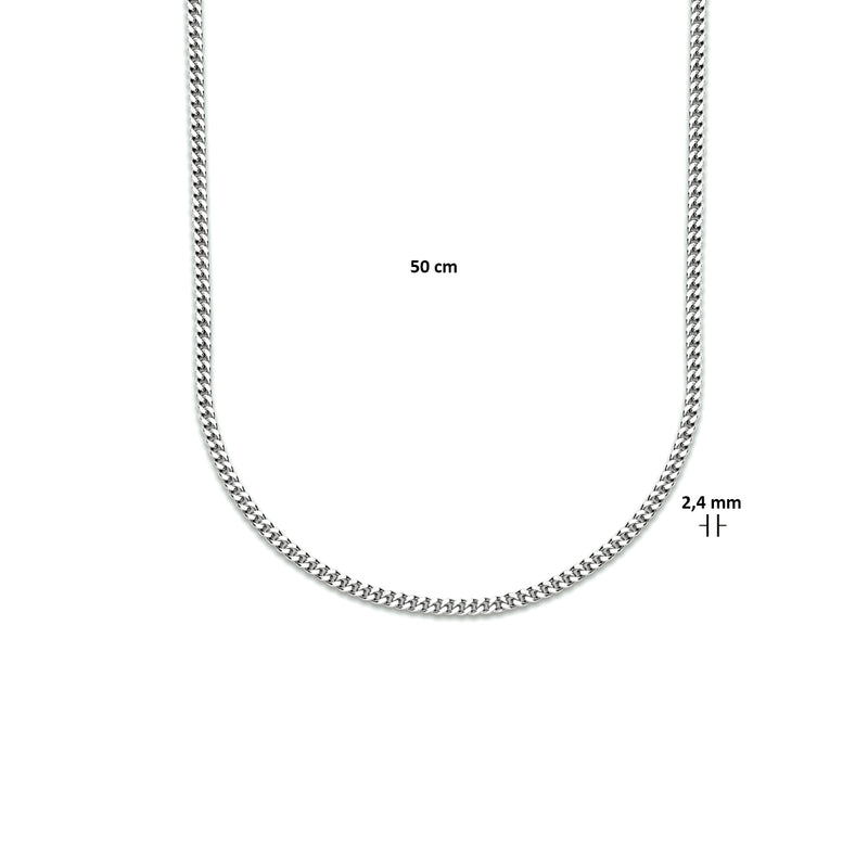 vDam Ketting Gourmette 4-zijdes Geslepen 2,4 Mm Zilver Gerhodineerd 1333558  50cm