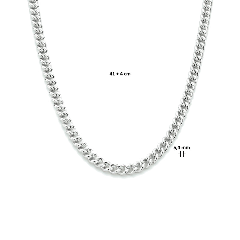vDam Ketting Gourmette 5,4 Mm 41cm + 4 Cm Zilver Gerhodineerd 1334023  41cm