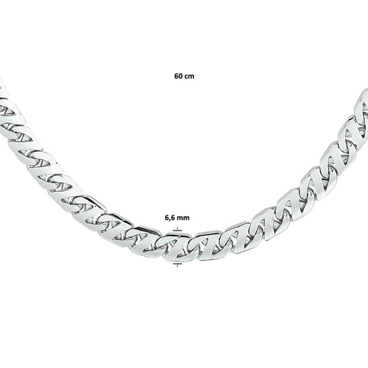 vDam Ketting Gourmette 6,6 Mm Zilver Gerhodineerd 1330506  60cm