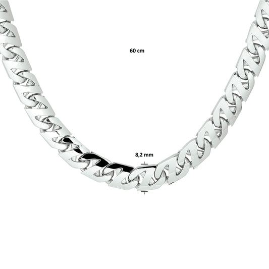 vDam Ketting Gourmette 8,2 Mm Zilver Gerhodineerd 1330511  60cm