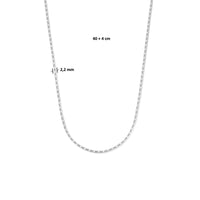 vDam Ketting Gourmette Met Tussenstuk 2,2 Mm 40cm + 4 Cm Zilver Gerhodineerd 1335673  40cm