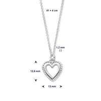 vDam Ketting Hart 41cm + 4 Cm Zilver Gerhodineerd 1336504  41cm