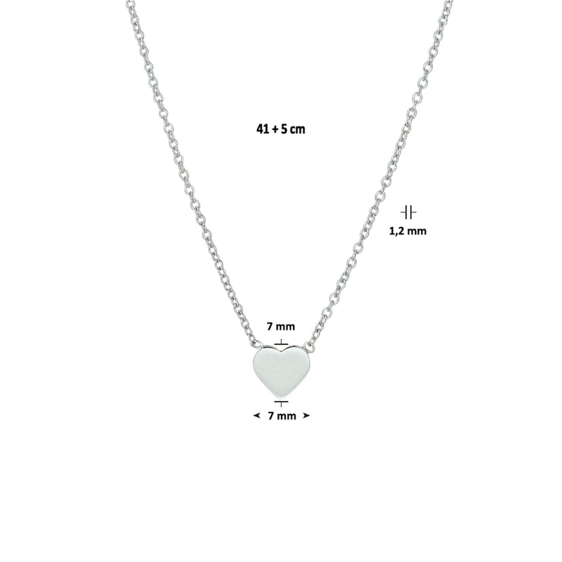 vDam Ketting Hart 41cm + 5 Cm Zilver Gerhodineerd 1329556  41cm
