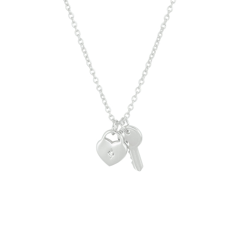 vDam Ketting Hart En Sleutel 41 + 4 Cm Zilver Gerhodineerd 1333529