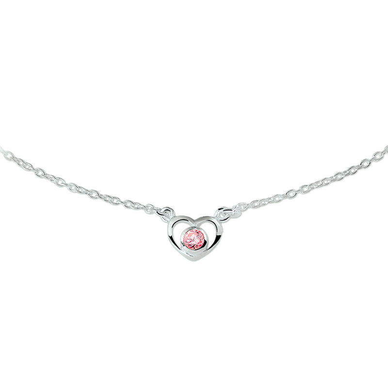 vDam Ketting Hart En Zirkonia 36 - 38 Cm Zilver Gerhodineerd 1329625