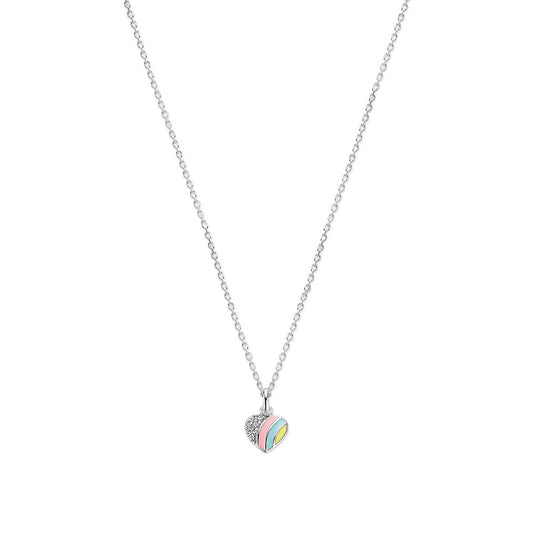 vDam Ketting Hart En Zirkonia 36 + 4 Cm Zilver Gerhodineerd 1340288