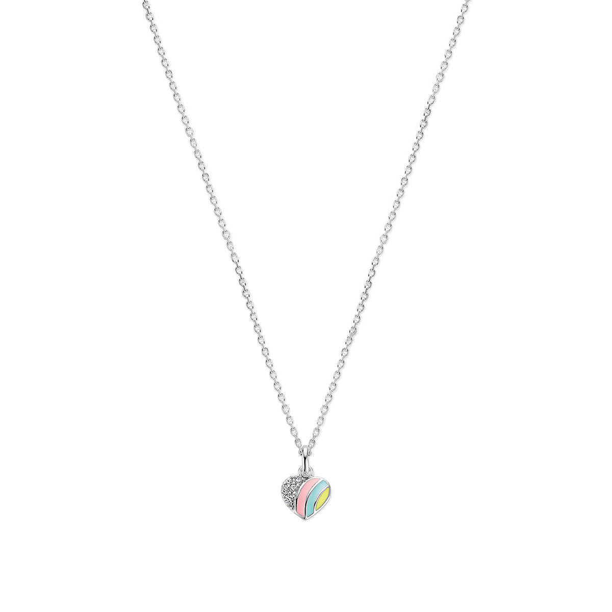 vDam Ketting Hart En Zirkonia 36 + 4 Cm Zilver Gerhodineerd 1340289