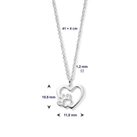 vDam Ketting Hart Hondenpoot 41cm + 4 Cm Zilver Gerhodineerd 1336508  41cm