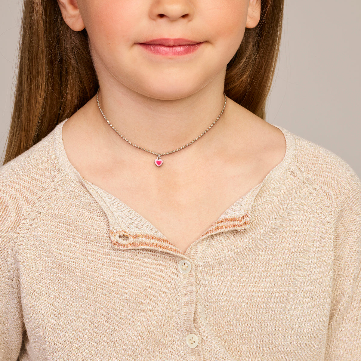 vDam Ketting Hartje 34cm + 2 Cm Zilver Gerhodineerd 134cm1819  34cm