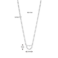 vDam Ketting Hartje 40cm + 5 Cm Zilver Gerhodineerd 1334893  40cm