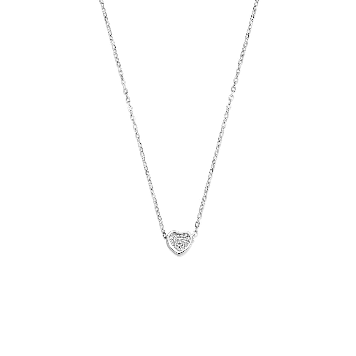 vDam Ketting Hartje Zirkonia 41 - 43 - 45 Cm Zilver Gerhodineerd 1341579