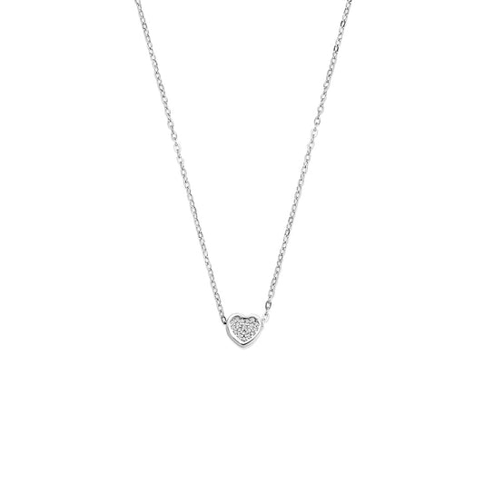 vDam Ketting Hartje Zirkonia 41 - 43 - 45 Cm Zilver Gerhodineerd 1341579