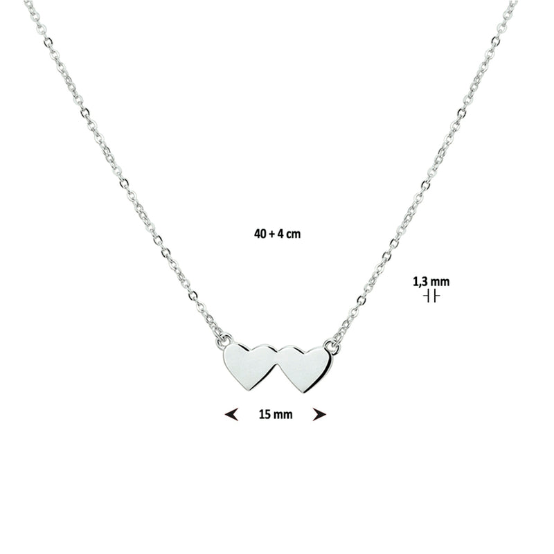 vDam Ketting Hartjes 40cm + 4 Cm Zilver Gerhodineerd 1327002  40cm