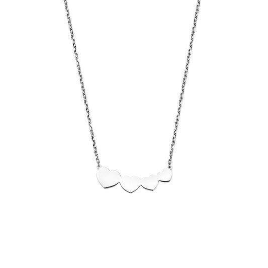 vDam Ketting Hartjes 40 + 4 Cm Zilver Gerhodineerd 1341652