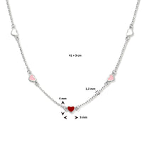 vDam Ketting Hartjes 41cm + 3 Cm Zilver Gerhodineerd 1336225  41cm