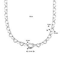 vDam Ketting Hartjes 45cm Cm Zilver Gerhodineerd 1335693  45cm