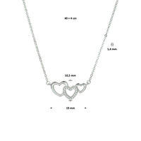 vDam Ketting Hartjes En Zirkonia 40cm + 4 Cm Zilver Gerhodineerd 1328553  40cm