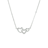 vDam Ketting Hartjes En Zirkonia 40 + 4 Cm Zilver Gerhodineerd 1328553