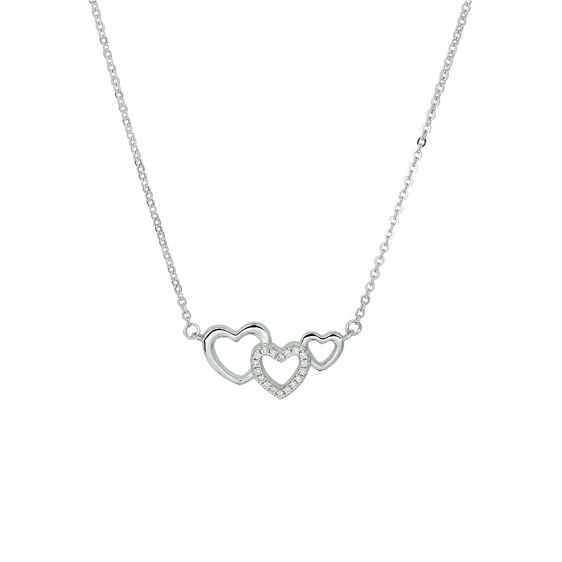 vDam Ketting Hartjes En Zirkonia 40 + 4 Cm Zilver Gerhodineerd 1328553