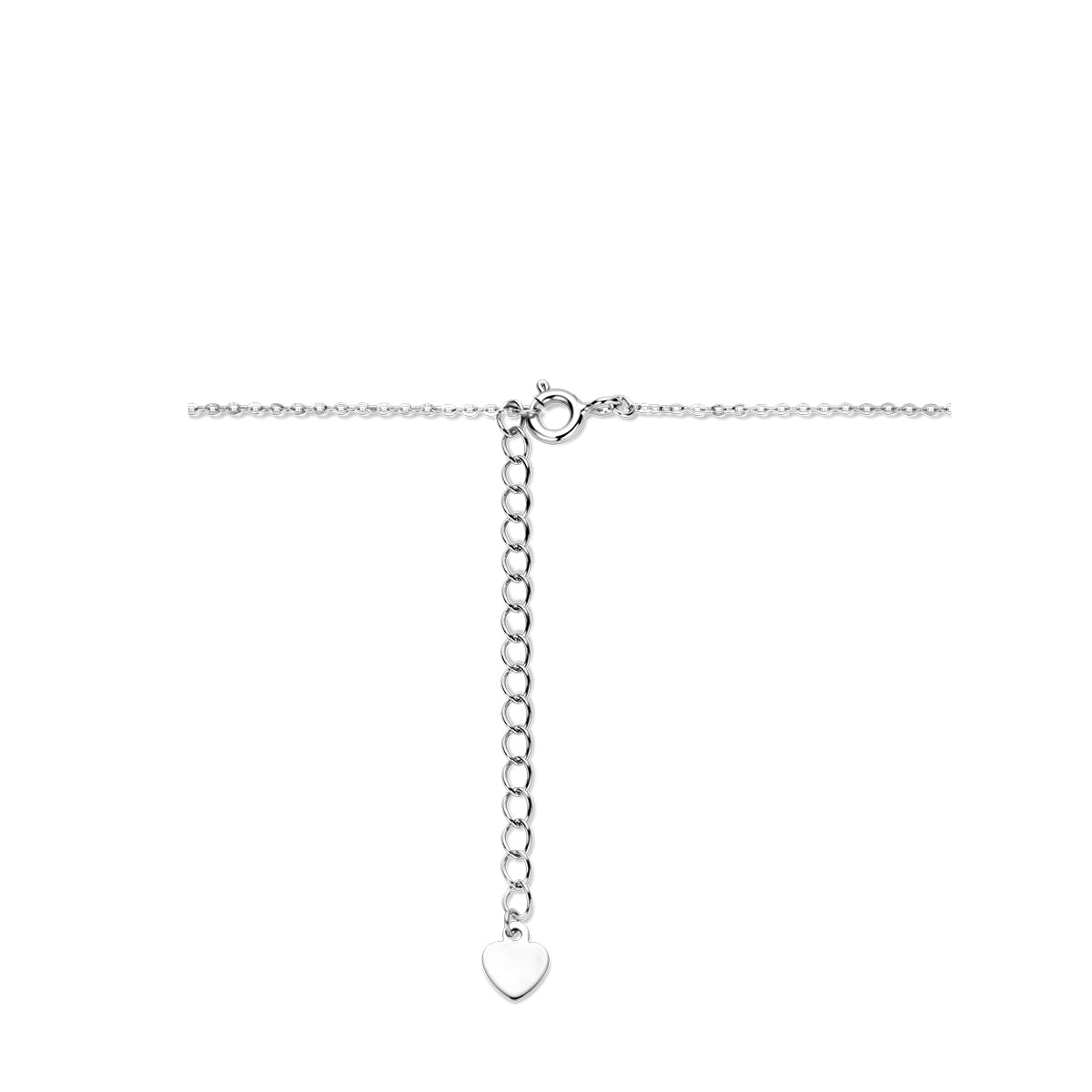 vDam Ketting Hartjes Gediamanteerd 41cm + 4 Cm Zilver Gerhodineerd 1337705  41cm
