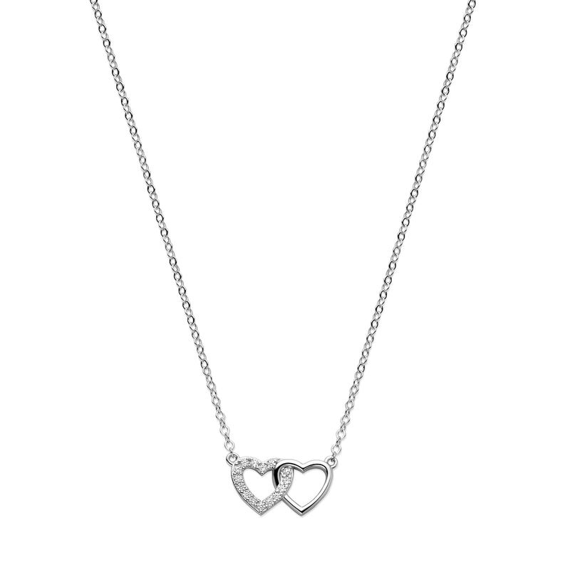 vDam Ketting Hartjes Zirkonia 40 + 4 Cm Zilver Gerhodineerd 1325707