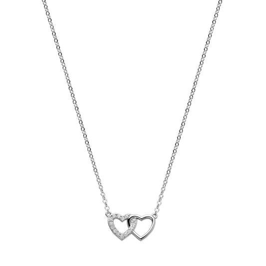 vDam Ketting Hartjes Zirkonia 40 + 4 Cm Zilver Gerhodineerd 1325707
