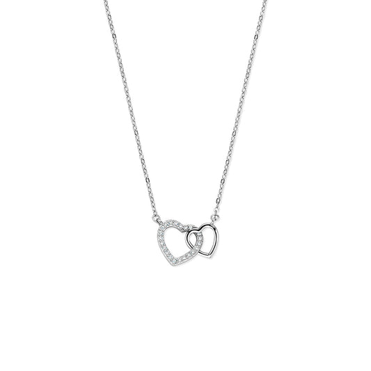 vDam Ketting Hartjes Zirkonia 41 - 43 - 45 Cm Zilver Gerhodineerd 1341578