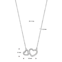 vDam Ketting Hartjes Zirkonia 42cm + 3 Cm Zilver Gerhodineerd 1337642cm  42cm