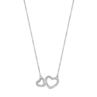 vDam Ketting Hartjes Zirkonia 42 + 3 Cm Zilver Gerhodineerd 1337642