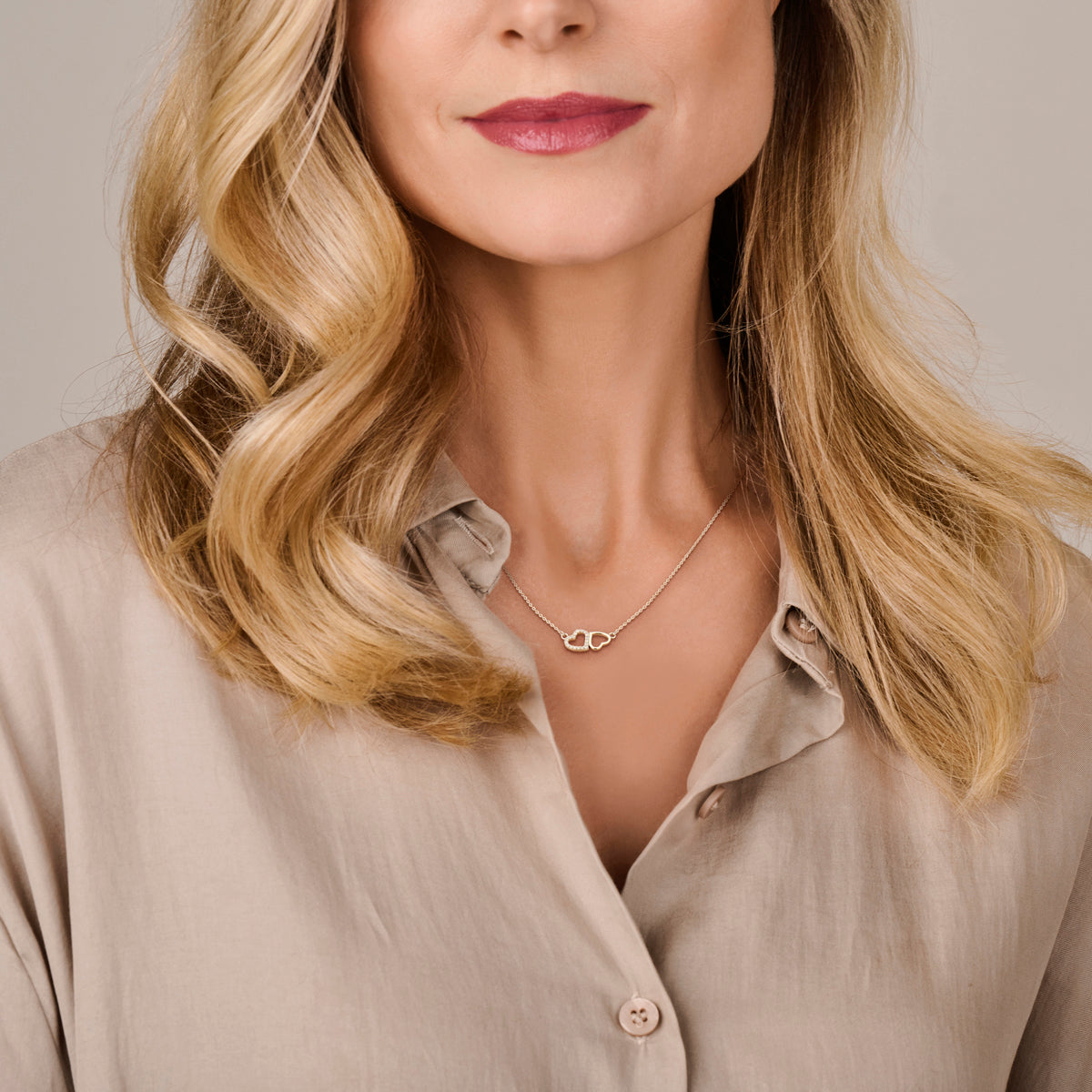 vDam Ketting Hartjes Zirkonia 42cm + 3 Cm Zilver Gerhodineerd 1338594  42cm