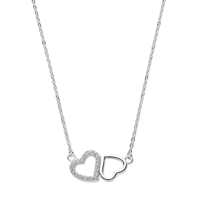 vDam Ketting Hartjes Zirkonia 42 + 3 Cm Zilver Gerhodineerd 1338594