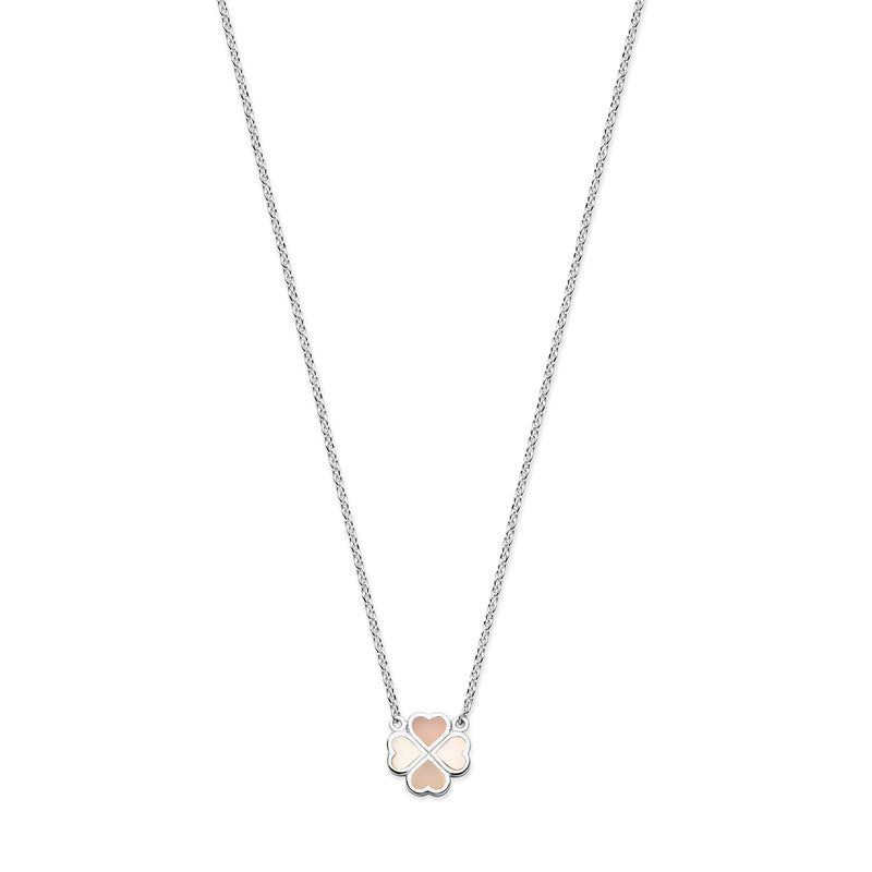 vDam Ketting Klavertje Parelmoer 41 + 4 Cm Zilver Gerhodineerd 1337840