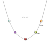 vDam Ketting Kleurstenen 42cm - 43,5 - 45 Cm Zilver Gerhodineerd 1338802  42cm
