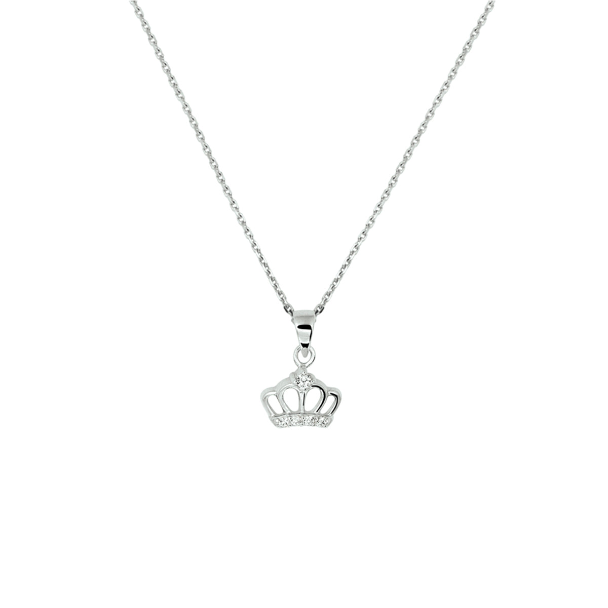 vDam Ketting Kroon Zirkonia 36 + 4 Cm Zilver Gerhodineerd 1330038