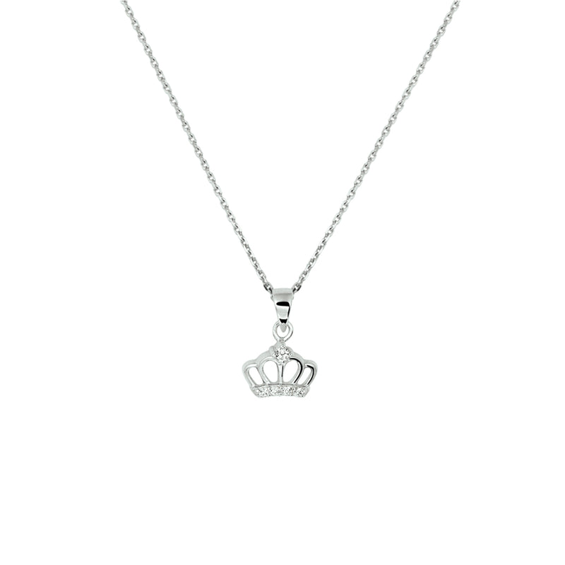 vDam Ketting Kroon Zirkonia 36 + 4 Cm Zilver Gerhodineerd 1337290