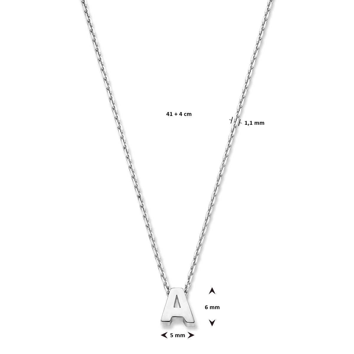 vDam Ketting Letter Zilver Gerhodineerd 1330110  41cm