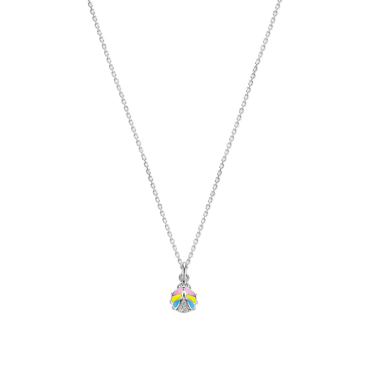 vDam Ketting Lieveheersbeestje Zirkonia 36 + 4 Cm Zilver Gerhodineerd 1340073