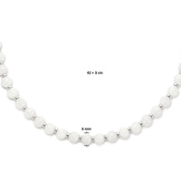 vDam Ketting Maansteen En Ringetjes 6,0 Mm 42cm + 3 Cm Zilver Gerhodineerd 1336219  42cm
