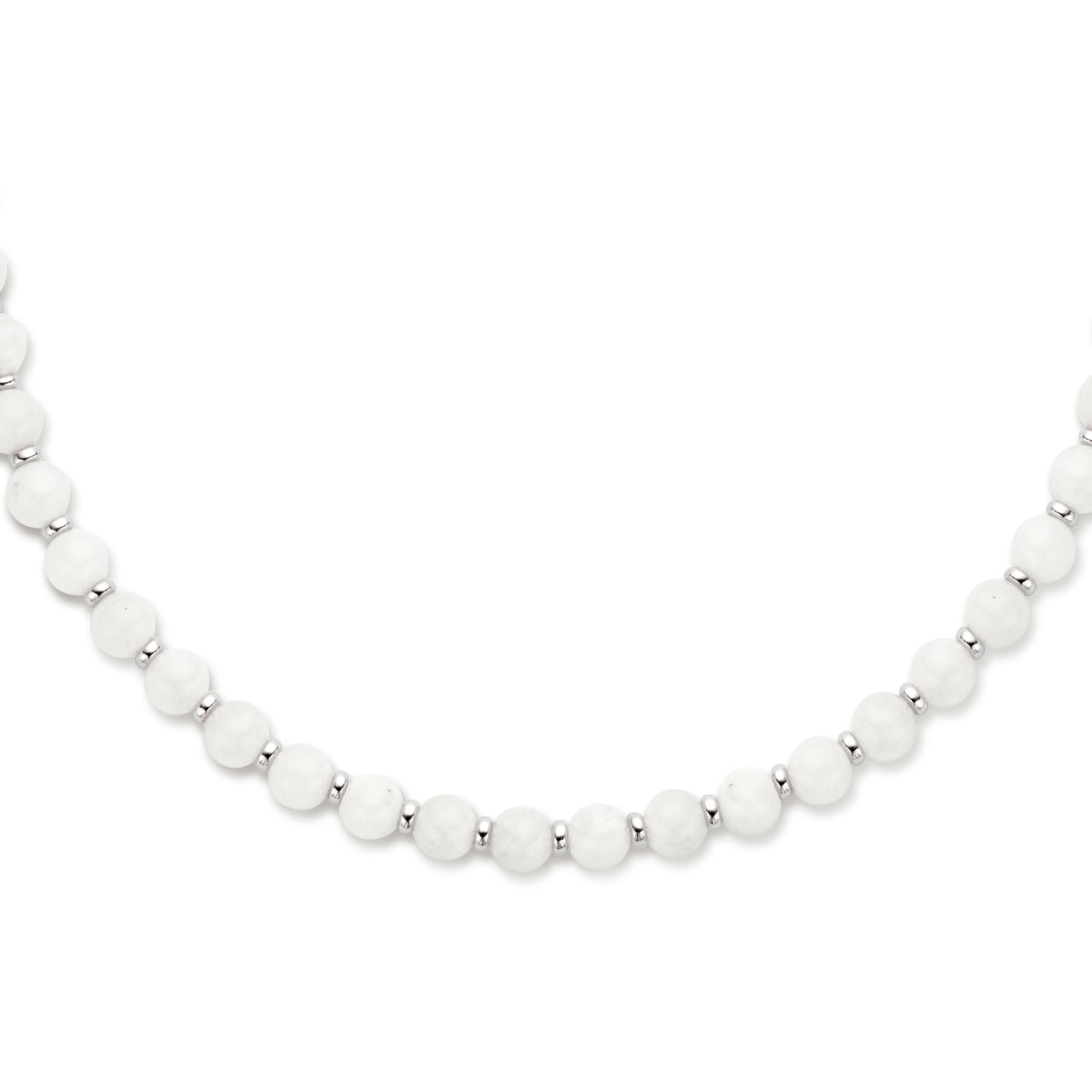 vDam Ketting Maansteen En Ringetjes 6,0 Mm 42 + 3 Cm Zilver Gerhodineerd 1336219