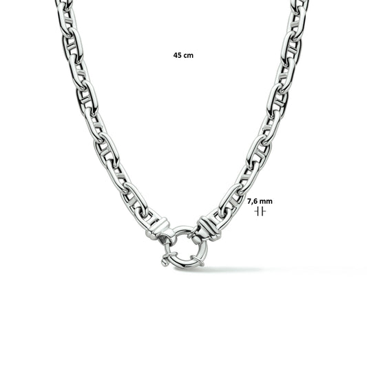 vDam Ketting Marine 7,6 Mm 45cm Cm Met Groot Springslot Zilver Gerhodineerd 1334428  45cm