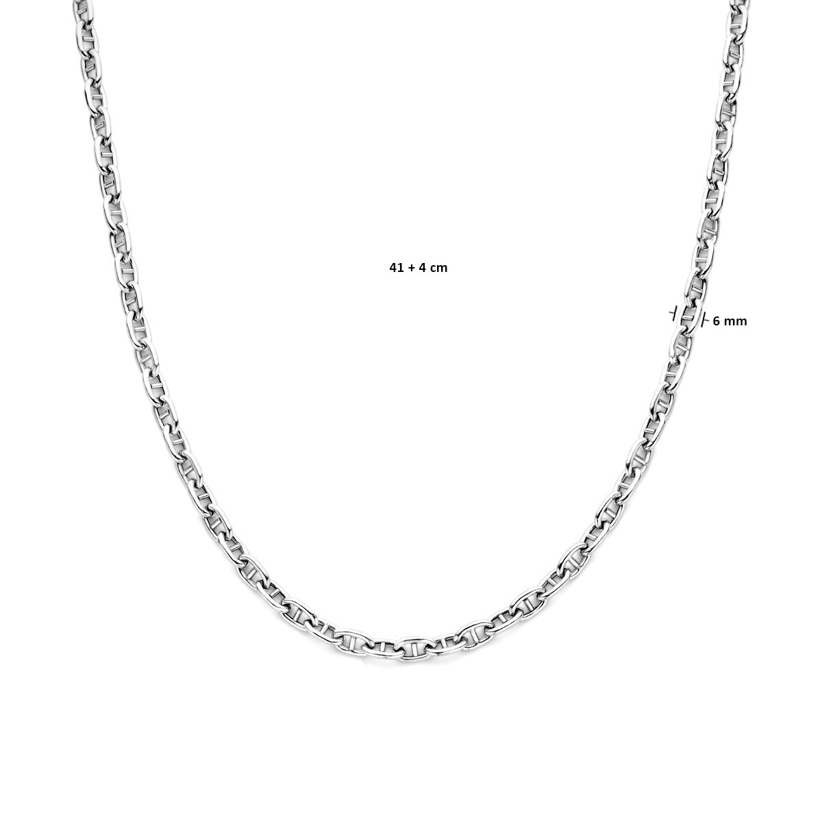 vDam Ketting Marine Ronde Buis 6,0 Mm 41cm + 4 Cm Zilver Gerhodineerd 1338043  41cm