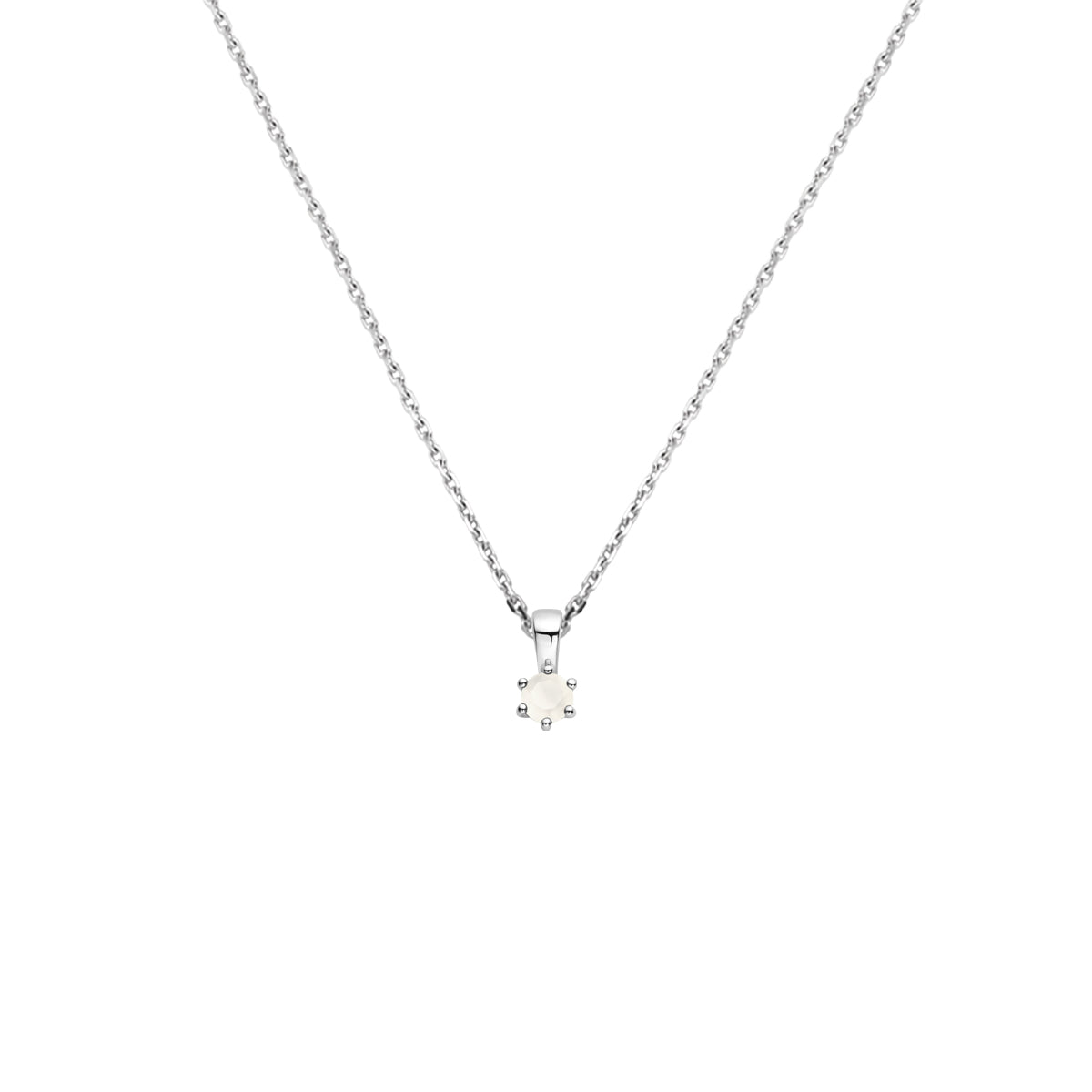 vDam Ketting Met Geboortesteen 41 + 4 Cm Zilver Gerhodineerd 1337526