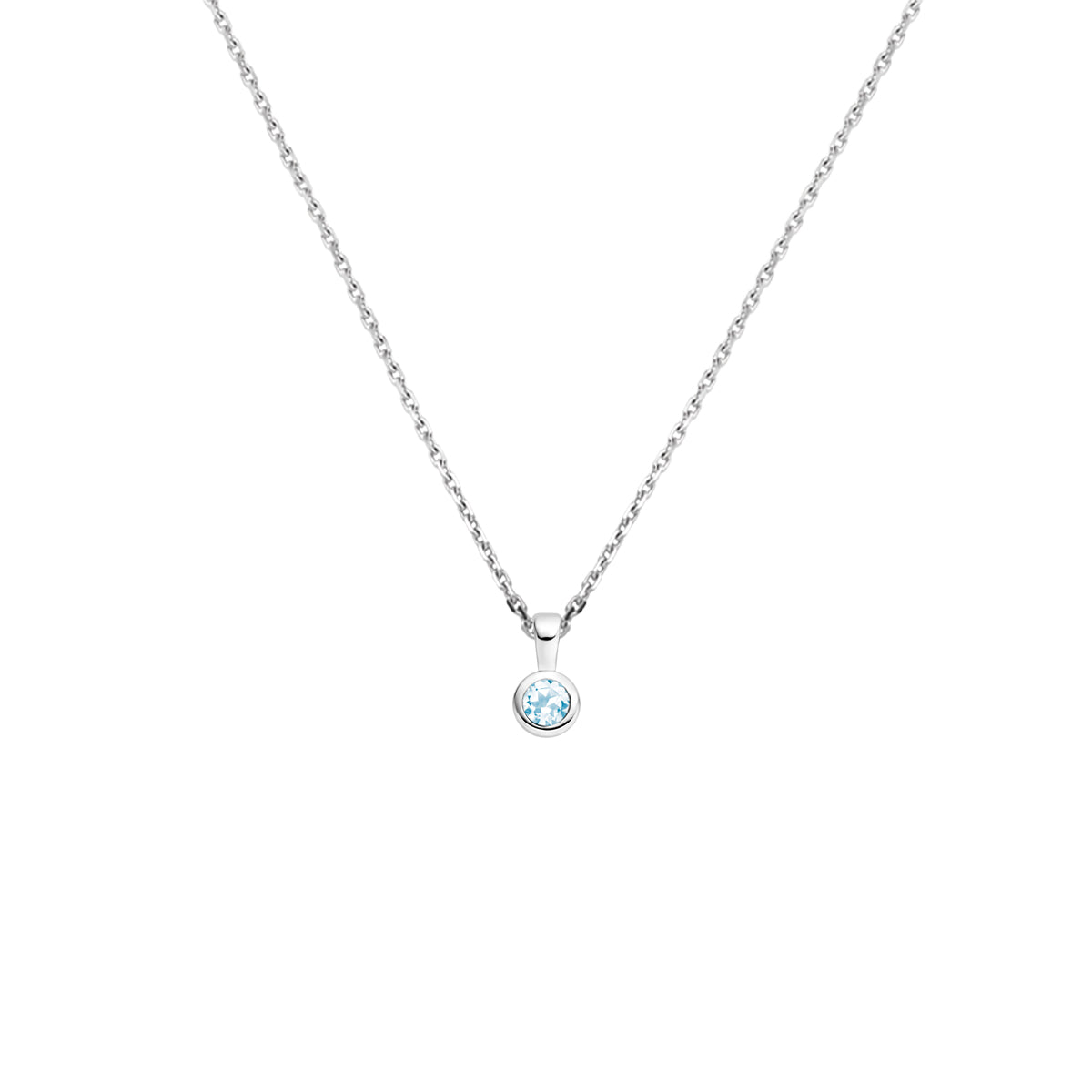 vDam Ketting Met Geboortesteen 41 + 4 Cm Zilver Gerhodineerd 1337580