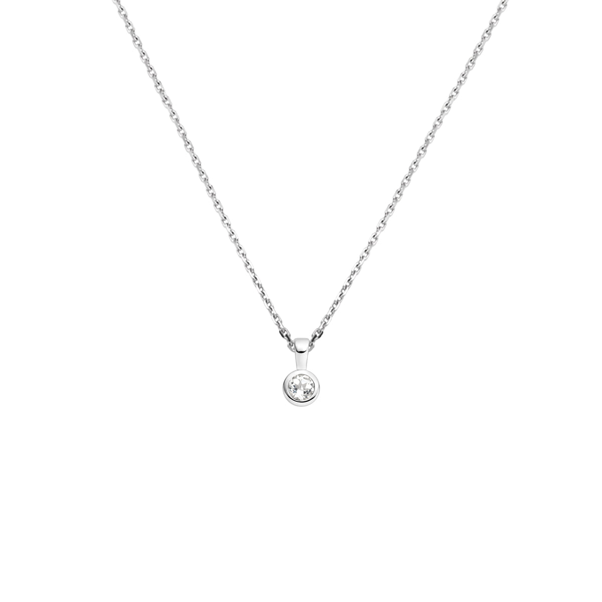 vDam Ketting Met Geboortesteen 41 + 4 Cm Zilver Gerhodineerd 1337513